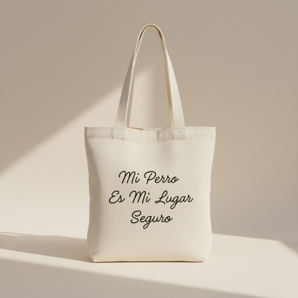 Eco Tote Bag Natural — “Mi Perro es Mi Lugar Seguro” • Bolsa Reforzada y Sostenible