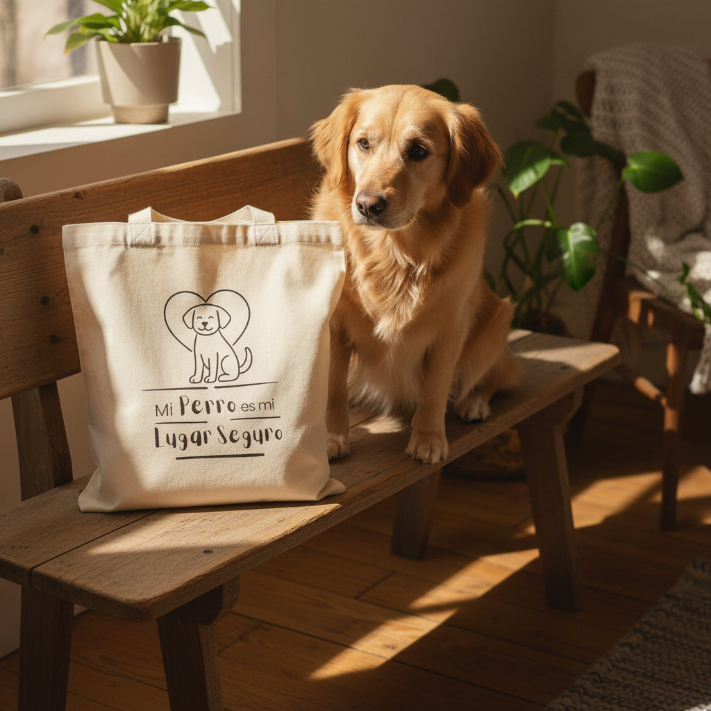 Bolsa de Lona Orgánica para Amantes de Perros — “Mi Perro es Mi Lugar Seguro”