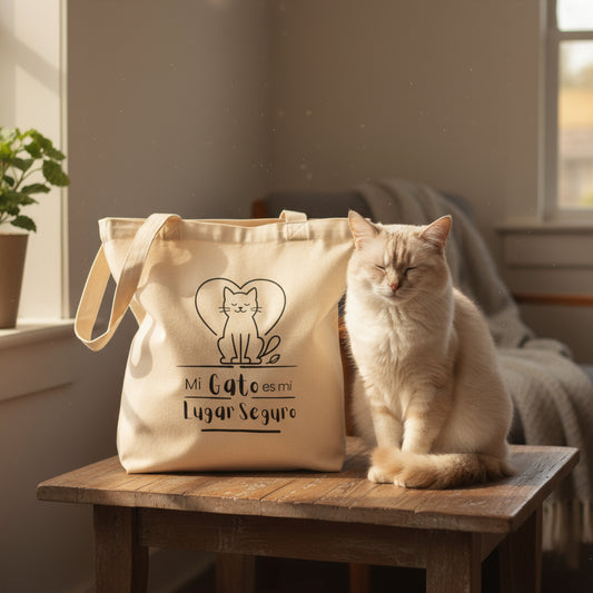 Tote Ecológico de Gatos — Algodón 100% Orgánico • Mensaje de Amor Felino