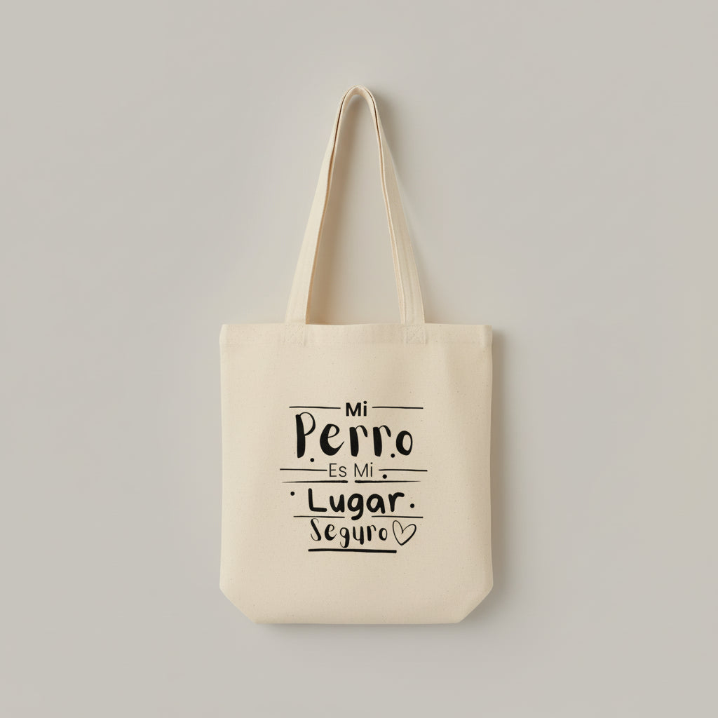Tote Bag “Mi Perro es Mi Lugar Seguro” — Bolsa Ecológica 100% Orgánica